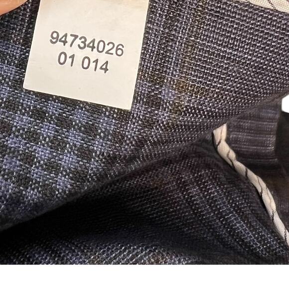 Brooks Brothers Cape Jacket Coated Plaid Check Print Linen Blue Size Large - Picture 12 of 12